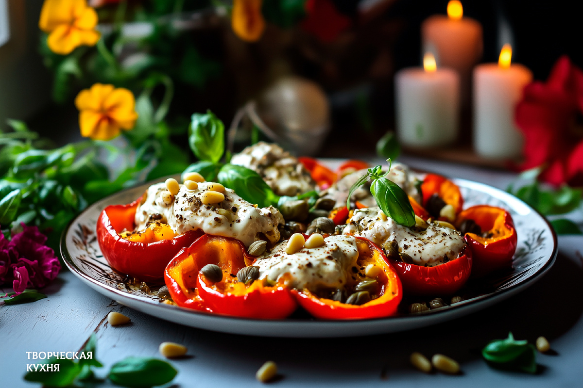 Запеченные перцы в ароматном соусе тоннато