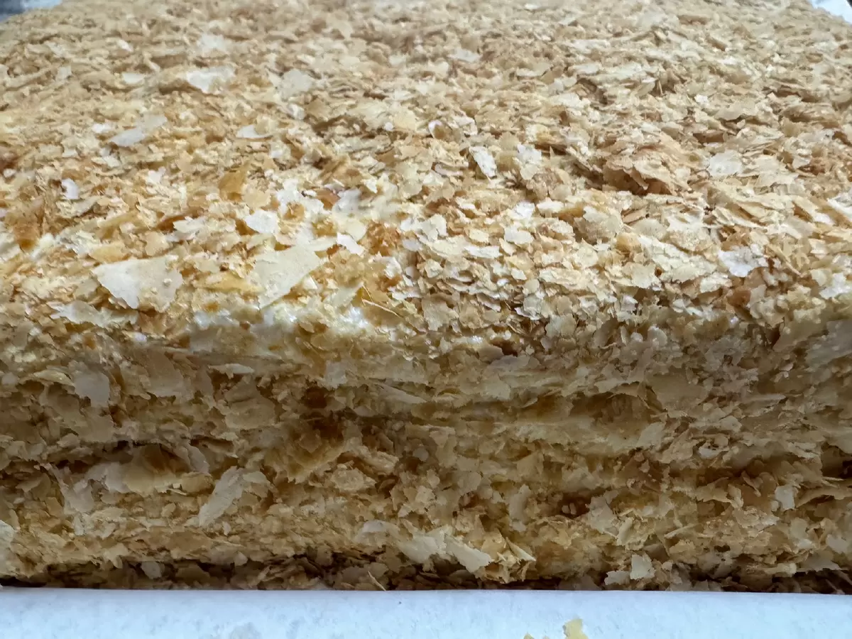 Наполеон с заварным кремом без яиц на готовом слоёном тесте