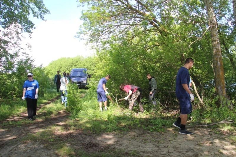 Более 20 мешков мусора вывезли с берега пруда в Уваровском округе