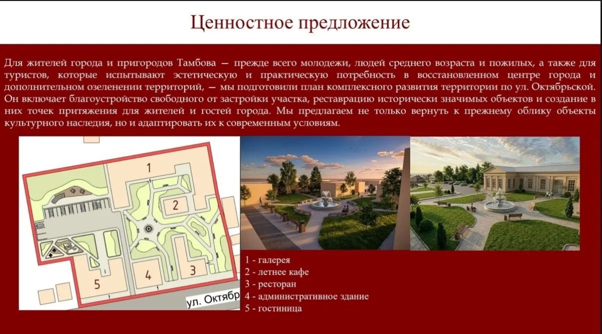Студенты ТГТУ разработали проект благоустройства улицы Октябрьской Студенты ТГТУ разработали проект благоустройства улицы Октябрьской