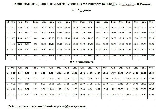 С 1 сентября изменится схема движения автобуса №143, курсирующего по маршруту «Центральный рынок — Бокино» С 1 сентября изменится схема движения автобуса №143, курсирующего по маршруту «Центральный рынок — Бокино»