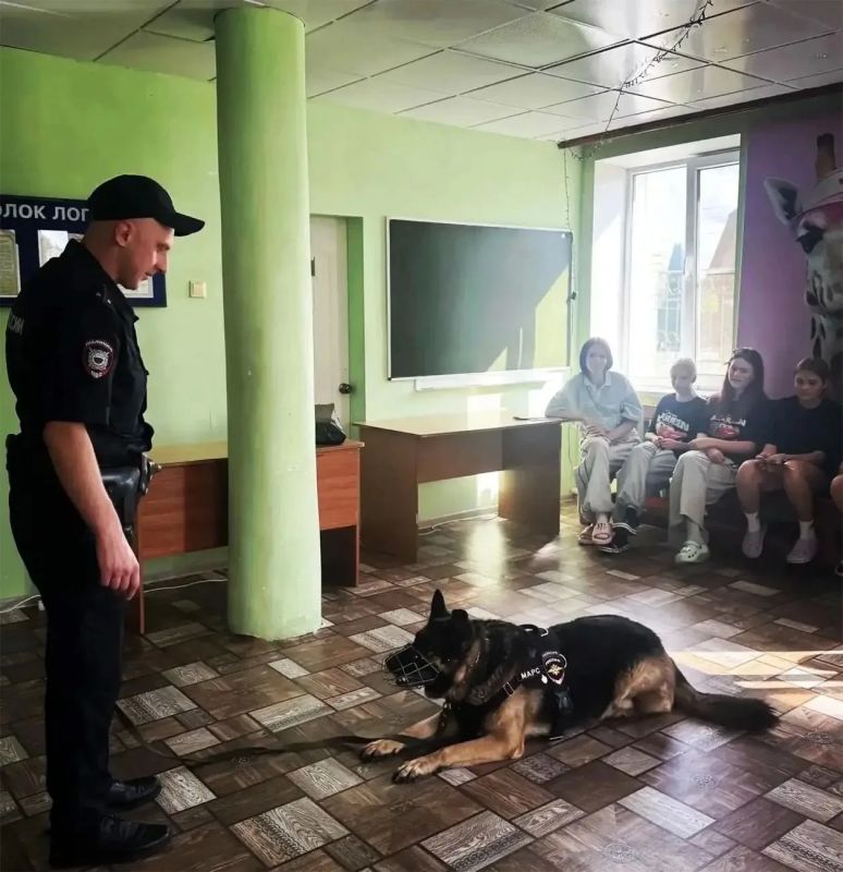 В Мичуринске полицейский рассказал детям о службе вместе с овчаркой Марсом В Мичуринске полицейский рассказал детям о службе вместе с овчаркой Марсом